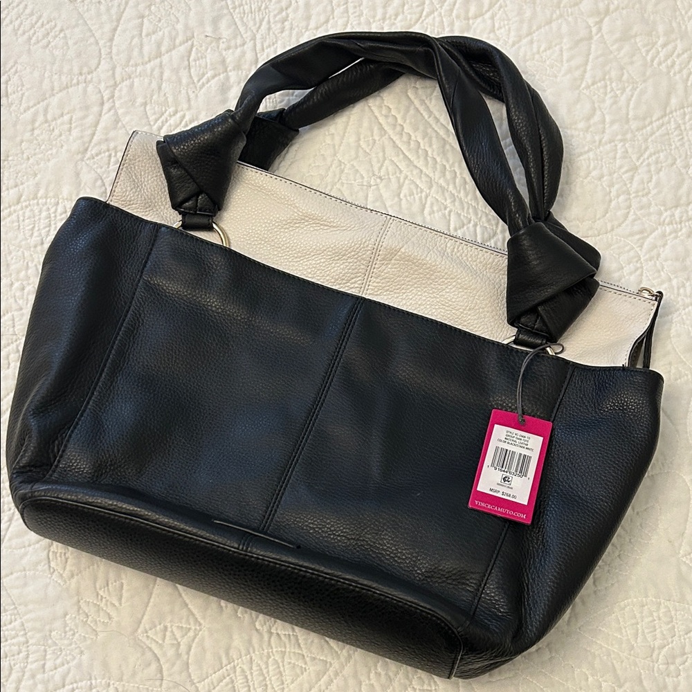 Vince Camuto Black and Cream Tote Bag